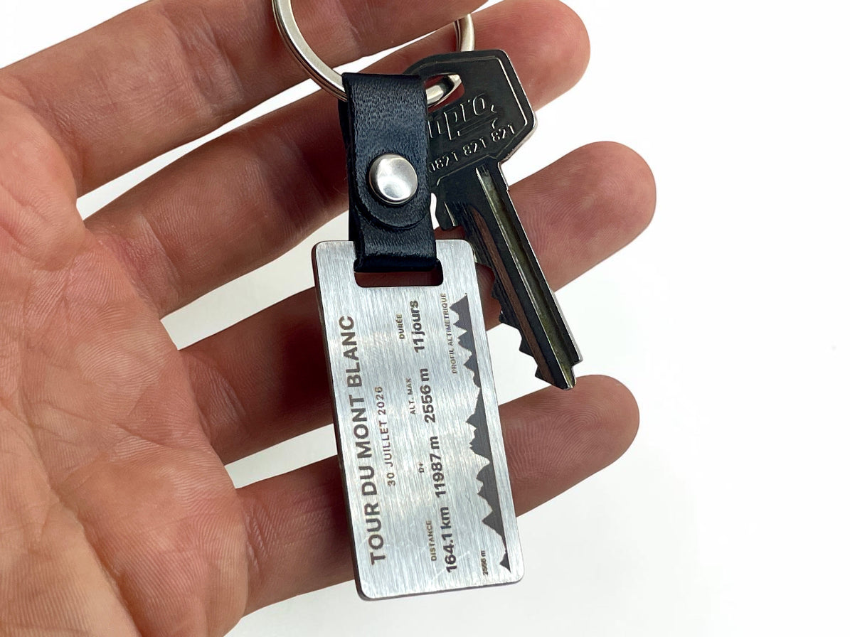 Porte-clés GPX tenu en main avec des clés, pour montrer sa taille réelle